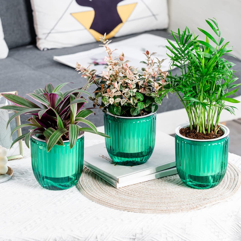 Josteve 4.5 Inch 3 Pcs Self Watering Hanging Planter Indoor Plant Hanging Pots Drainage Holes  Outdoor Small Hanging Planters Flower Pot Basket  Visible Water Level  Plant Hanger Home Decor  Gardening - Image 2